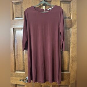 Michael Kors Long Sleeve Burgundy Dress Gold Zipper Size Large